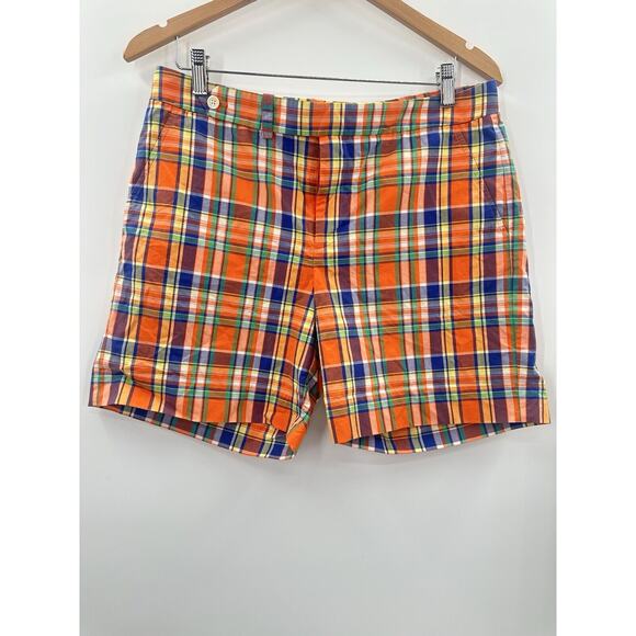 Ralph Lauren Golf Shorts Size 8 Womens Multicolor OrangePlaid Print Activewear - Picture 1 of 8